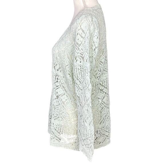 Joseph A Top Sz Large Crochet Mint Green Cotton Boho Coquette Open Knit Sweater - Picture 7 of 12